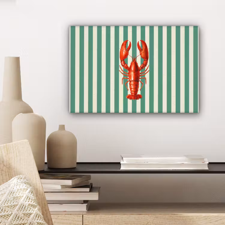 Kreeft - Strepen - Realistisch - Zomers canvas 2cm klein -sfeer6