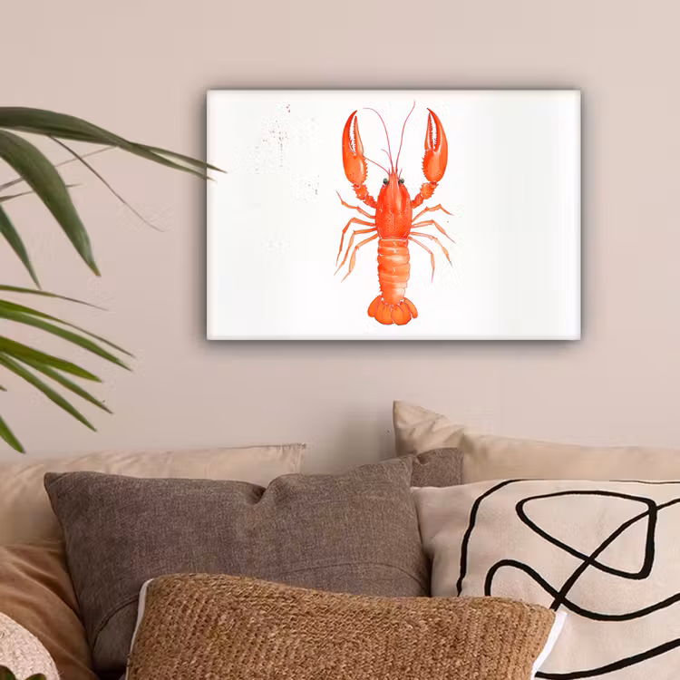 Kreeft - Waterverf - Aquarel - Oranje canvas 2cm klein -sfeer1