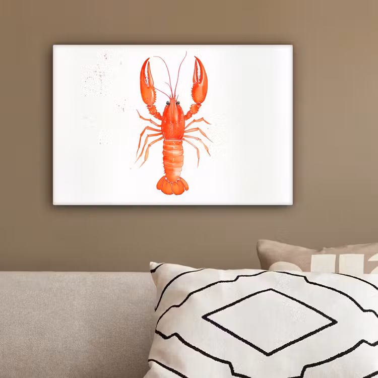Kreeft - Waterverf - Aquarel - Oranje canvas 2cm klein -sfeer3