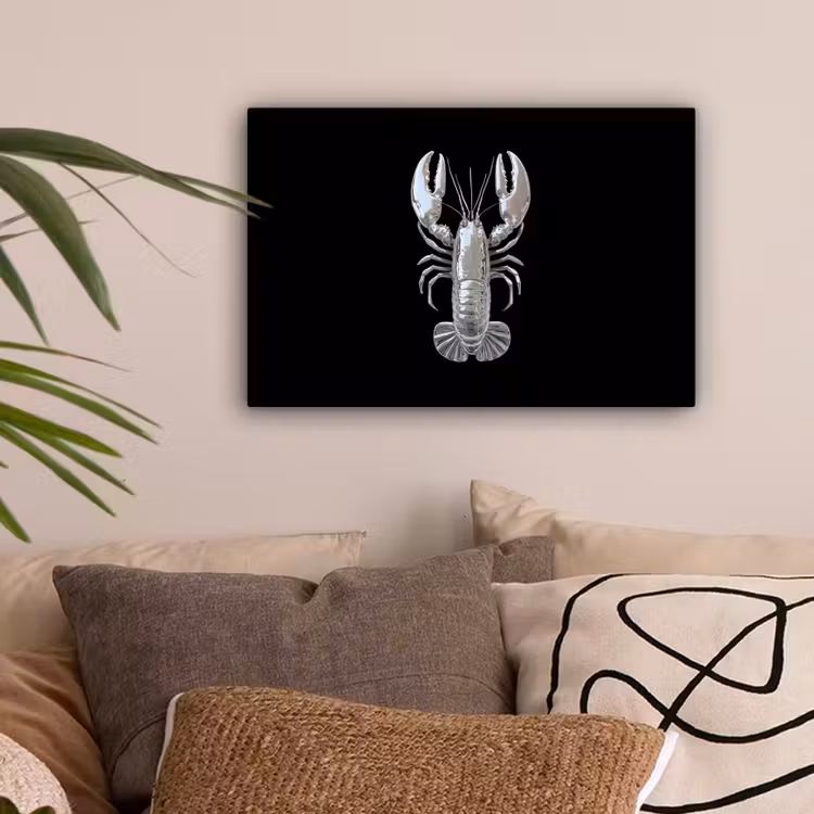 Kreeft - Zilver - Metallic - Luxe canvas 2cm klein -sfeer1