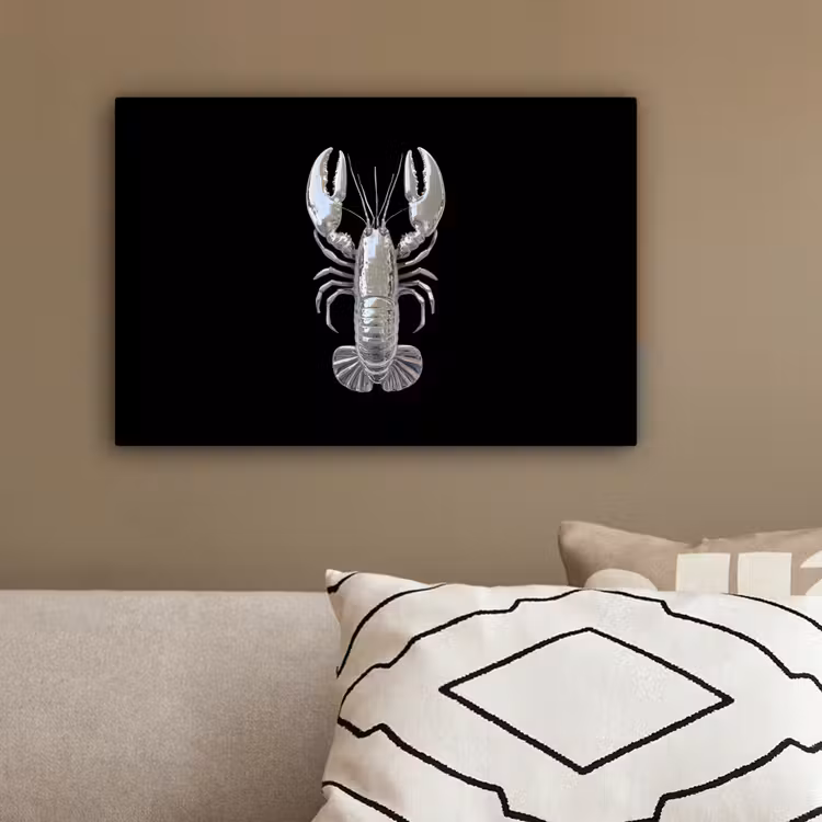 Kreeft - Zilver - Metallic - Luxe canvas 2cm klein -sfeer3