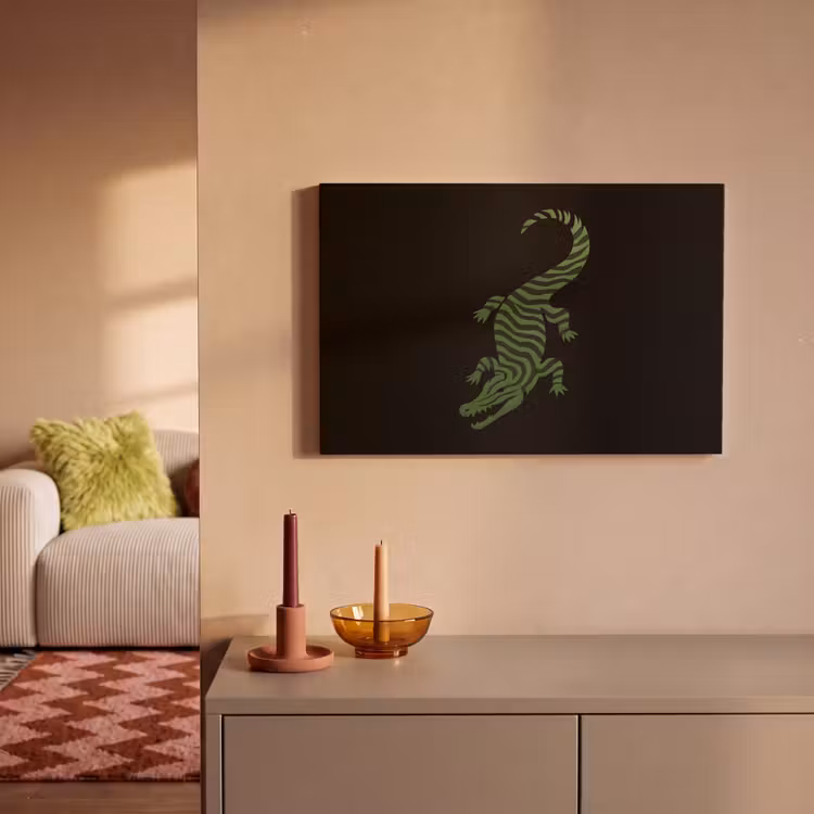 Krokodil - Groen - Tijgerachtig - Strepen canvas 2cm klein -sfeer1