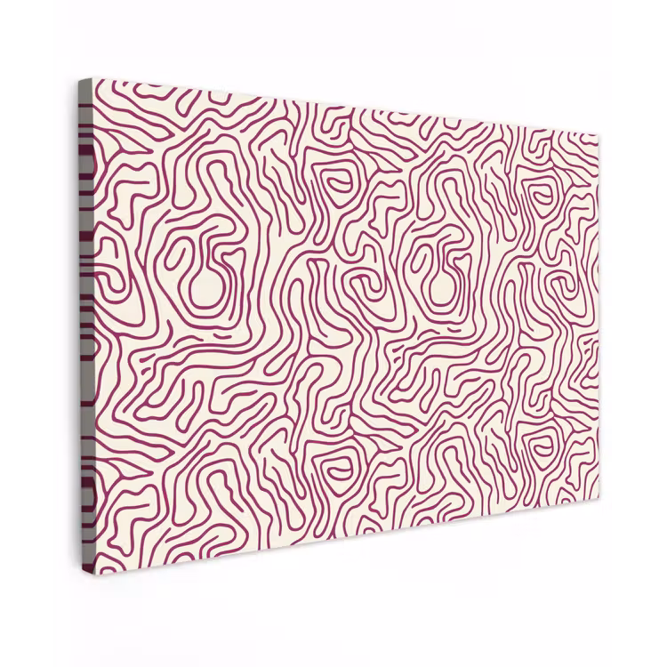 Kronkelende lijn - Magenta - Crème canvas 2cm klein 34 -z3d
