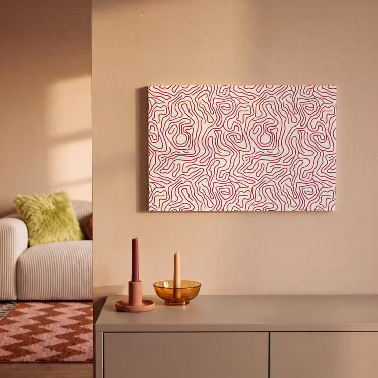 Kronkelende lijn - Magenta - Crème canvas 2cm klein 34 -sfeer1