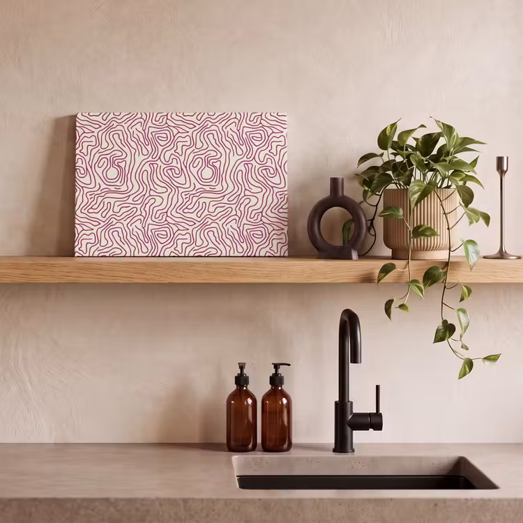 Kronkelende lijn - Magenta - Crème canvas 2cm klein 34 -sfeer3