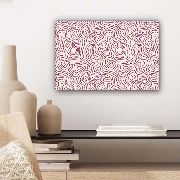 Kronkelende lijn - Magenta - Crème canvas 2cm klein 34 -sfeer6