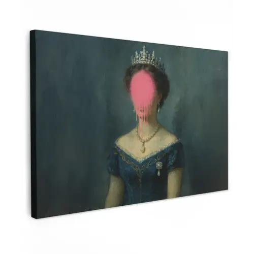 Kroon - Roze druipend verf - Portret canvas 2cm klein -z3d