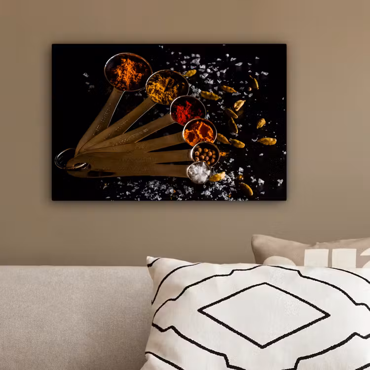 Kruiden - Lepels - Zout - Specerijen - Zwart canvas 2cm klein -sfeer3