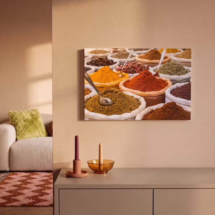 Canvas schilderij - Kruiden - Markt - Eten - Kruiden - Markt - Eten canvas 2cm klein