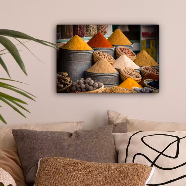 Kruiden - Ton - Specerijen - Geel - Bruin canvas 2cm klein -sfeer1