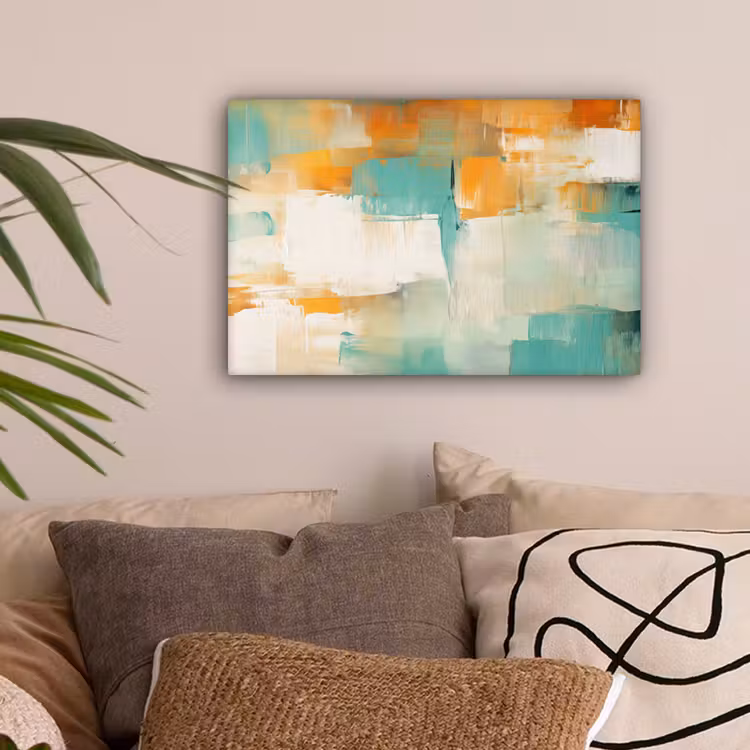 Kunst - Abstract - Blauw - Wit canvas 2cm klein -sfeer1