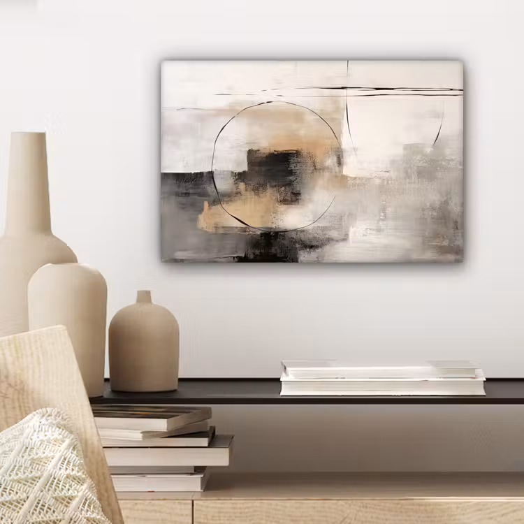 Kunst - Abstract - Grijs - Industrieel canvas 2cm klein -sfeer6