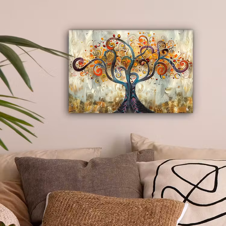 Kunst - Levensboom - Botanisch - Abstract canvas 2cm klein -sfeer1