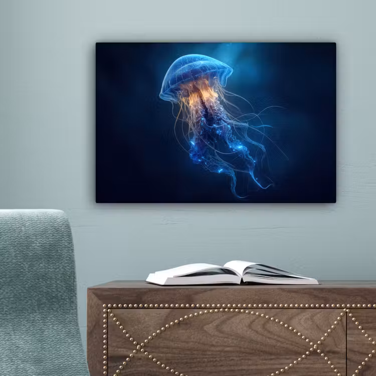 Kwal - Lichtgevend - Tentakels - Blauw canvas 2cm klein -sfeer4