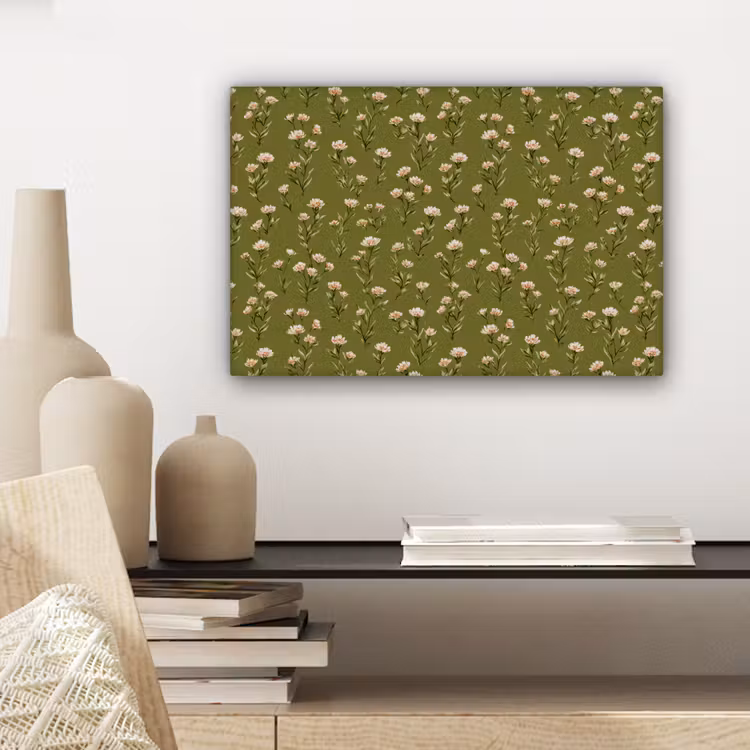 Landelijk - Bloemen - Groen canvas 2cm klein 34 -sfeer6