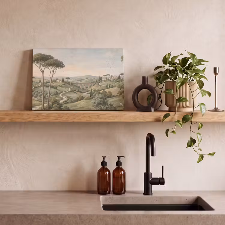 Landschap - Heuvels - Zandpad - Groen canvas 2cm klein -sfeer3