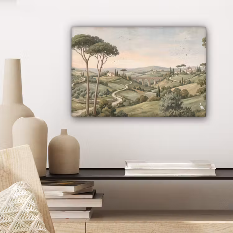 Landschap - Heuvels - Zandpad - Groen canvas 2cm klein -sfeer6