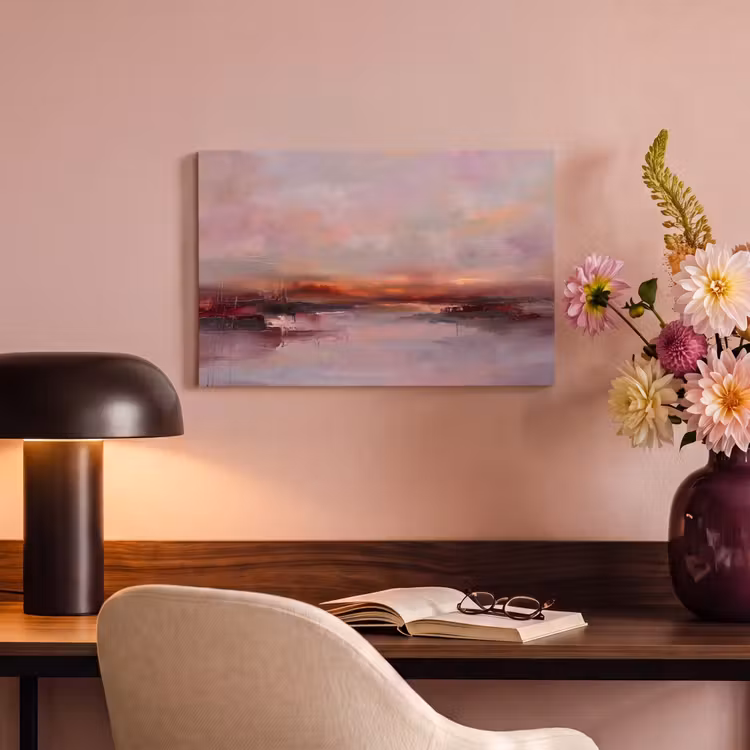 Landschap - Zonsondergang - Abstract - Modern - Roze canvas 2cm klein -sfeer4