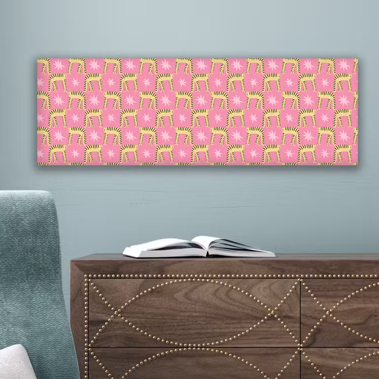 Langbenige -Tijgerkatten - Roze - Sterren canvas 2cm klein 828 -sfeer4