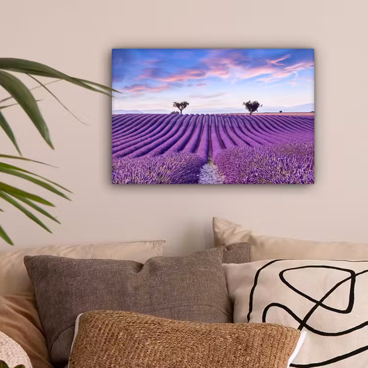 Lavendel - Natuur - Paars - Bomen - Bloemen canvas 2cm klein -sfeer1