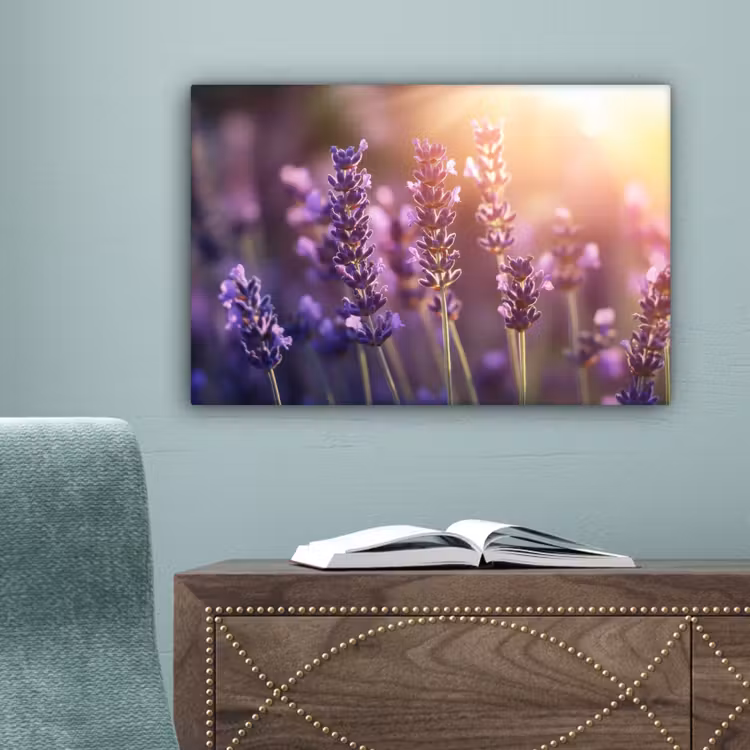 Lavendelbloemen - Paars - Zonlicht canvas 2cm klein -sfeer4