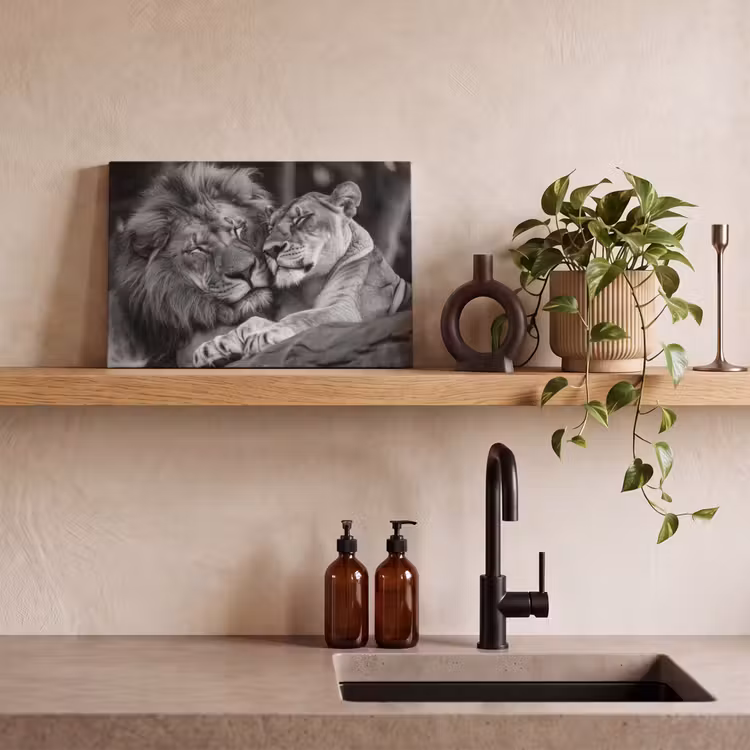 Leeuwen - Dieren - Zwart - Wit - Leeuw canvas 2cm klein -sfeer3