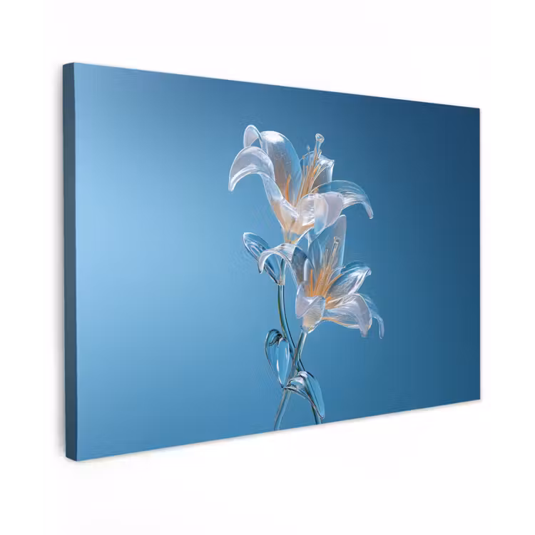 Lelies - Blauw - Glazen canvas 2cm klein -z3d