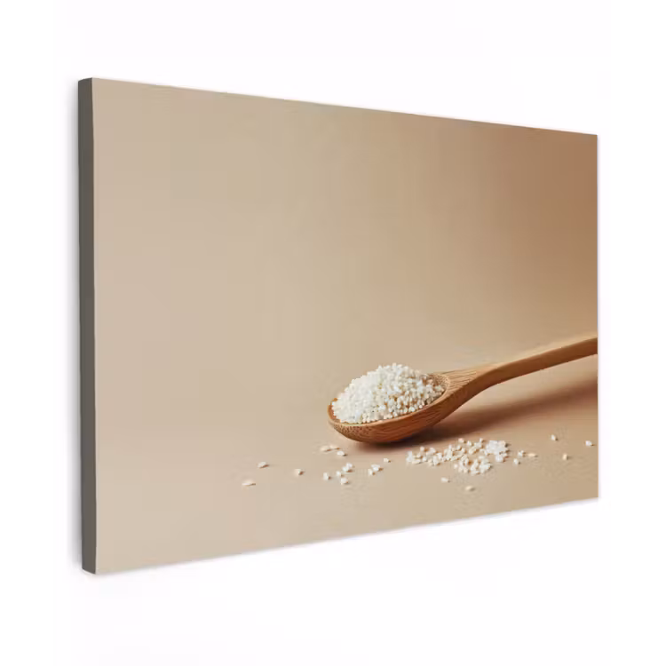 Lepel - Rijst - Hout - Beige canvas 2cm klein -z3d
