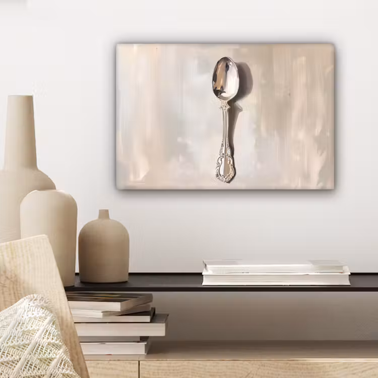 Lepel - Verf - Zilver canvas 2cm klein -sfeer6