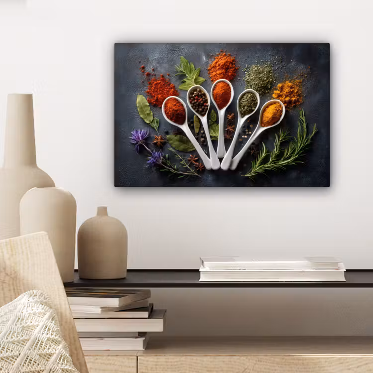 Lepels - Wit - Poeder - Kruiden canvas 2cm klein -sfeer6