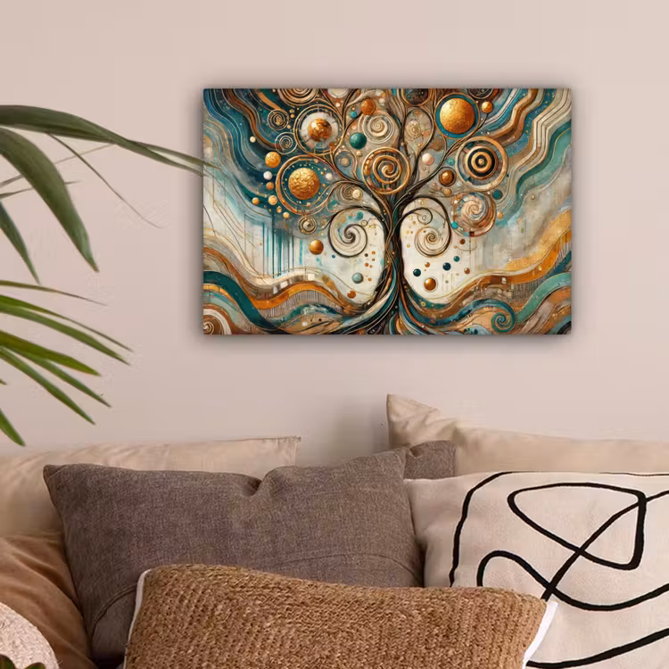 Levensboom - Boom - Abstract - Modern canvas 2cm klein -sfeer1