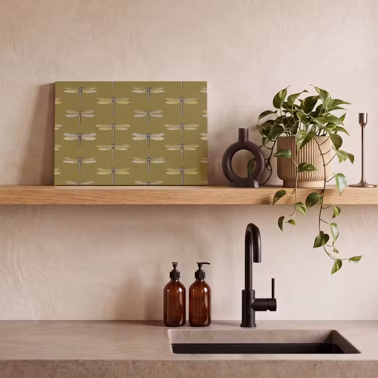 Libellen - Patroon - Groen canvas 2cm klein 34 -sfeer3