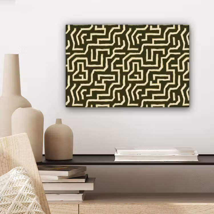 Lijnen - Abstract - Groen canvas 2cm klein 34 -sfeer6