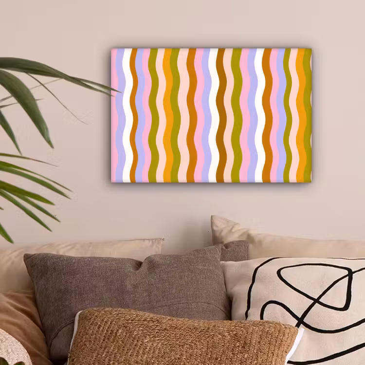 lijnen - Golven - Pastelkleuren - Patroon canvas 2cm klein -sfeer1