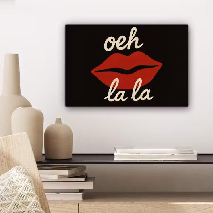 Lip - Rood - Quote canvas 2cm klein -sfeer6