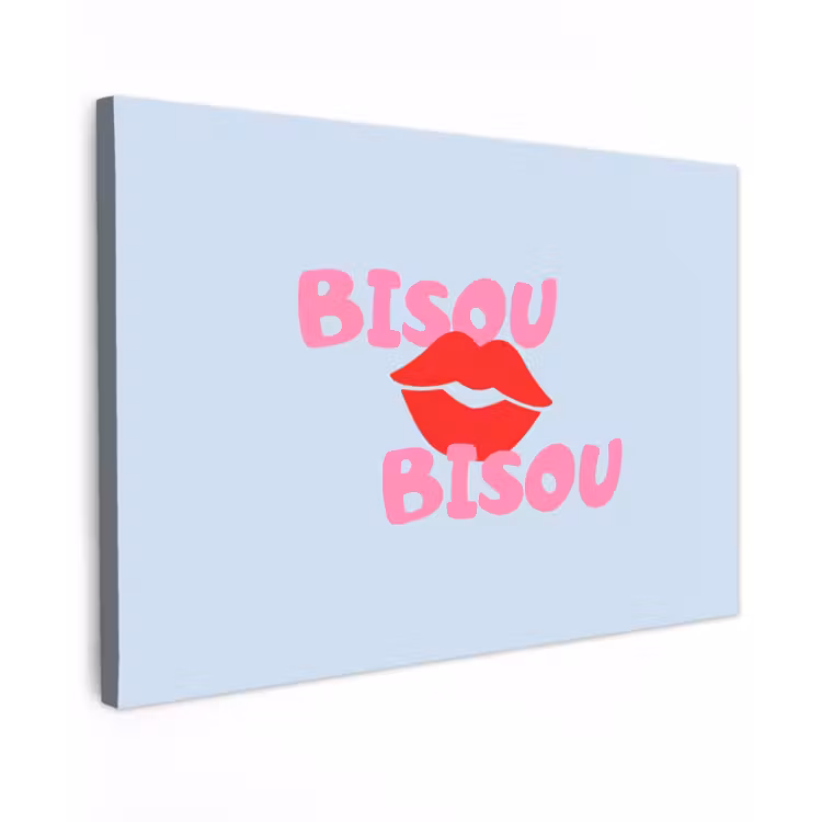 Lippen - Bisou - Blauw canvas 2cm klein -z3d