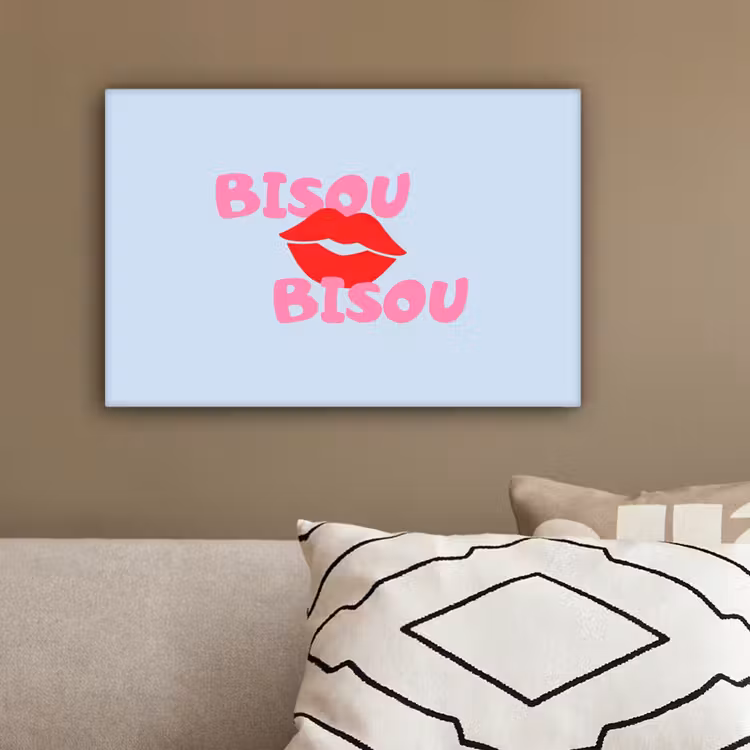 Lippen - Bisou - Blauw canvas 2cm klein -sfeer3