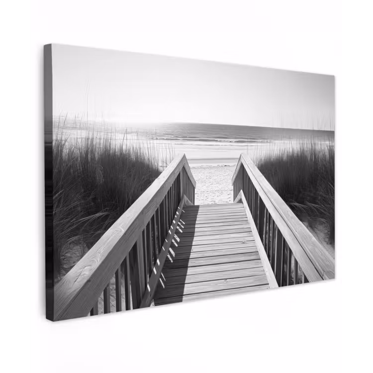 Loopbrug - Hout - Strand - Zee canvas 2cm klein -z3d