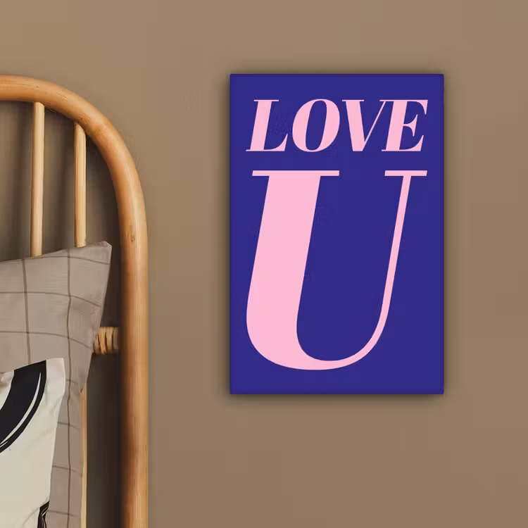 Love - Blauw - Valentijn canvas 2cm klein -sfeer3