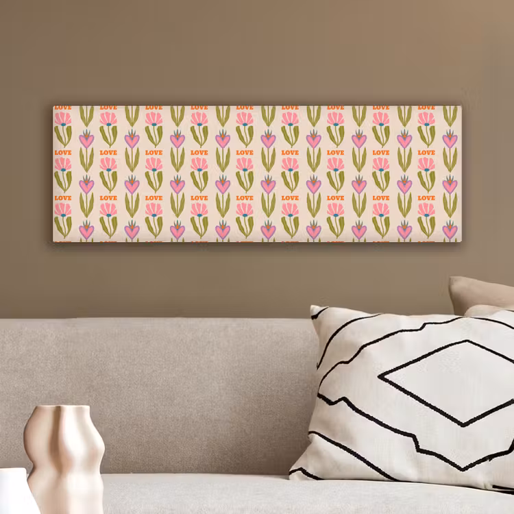 Love - Patroon - Bloemen - Hartjes canvas 2cm klein 828 -sfeer3