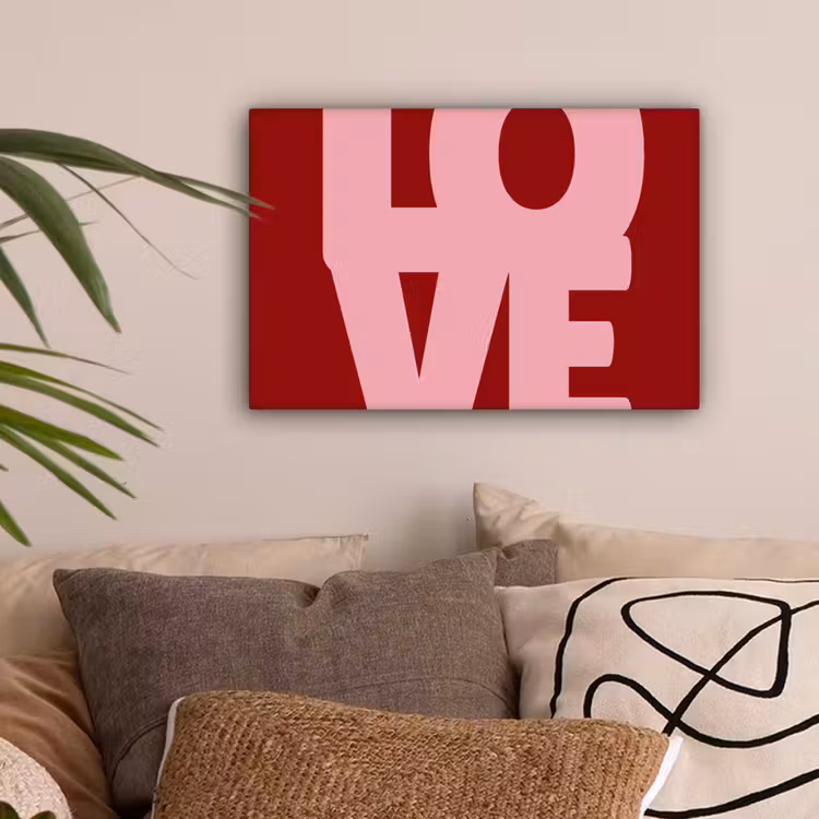 Love - Rood - Blokletters canvas 2cm klein -sfeer1