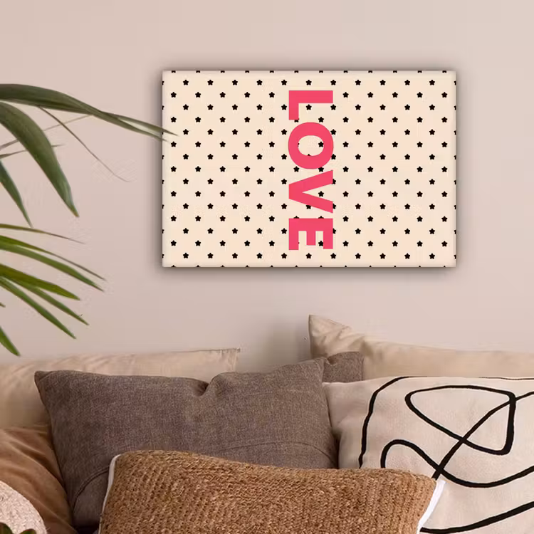 Love - Stippen - Roze canvas 2cm klein -sfeer1