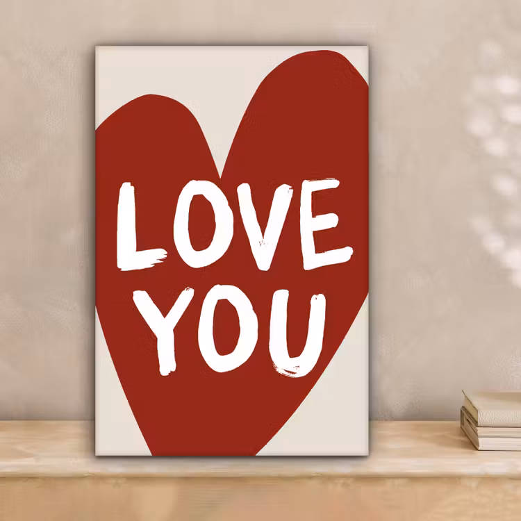Loveyou - Hart - Rood canvas 2cm klein -sfeer1