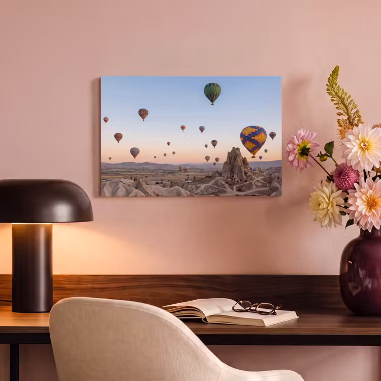Luchtballonnen - Rotsen - Zonsopgang canvas 2cm klein -sfeer4