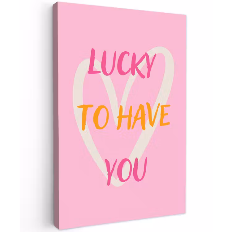 Lucky - Love - Valentijn - Roze canvas 2cm klein -z3d