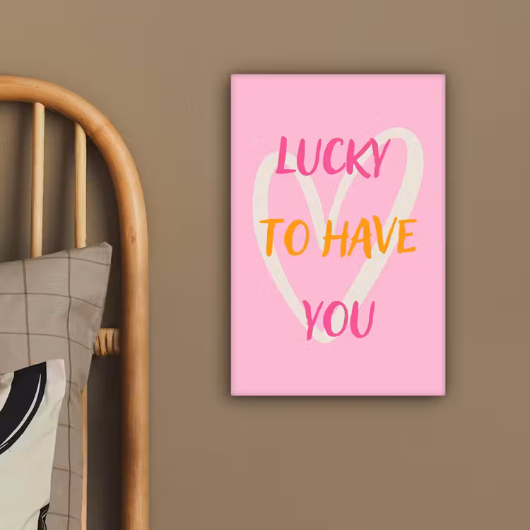 Lucky - Love - Valentijn - Roze canvas 2cm klein -sfeer3