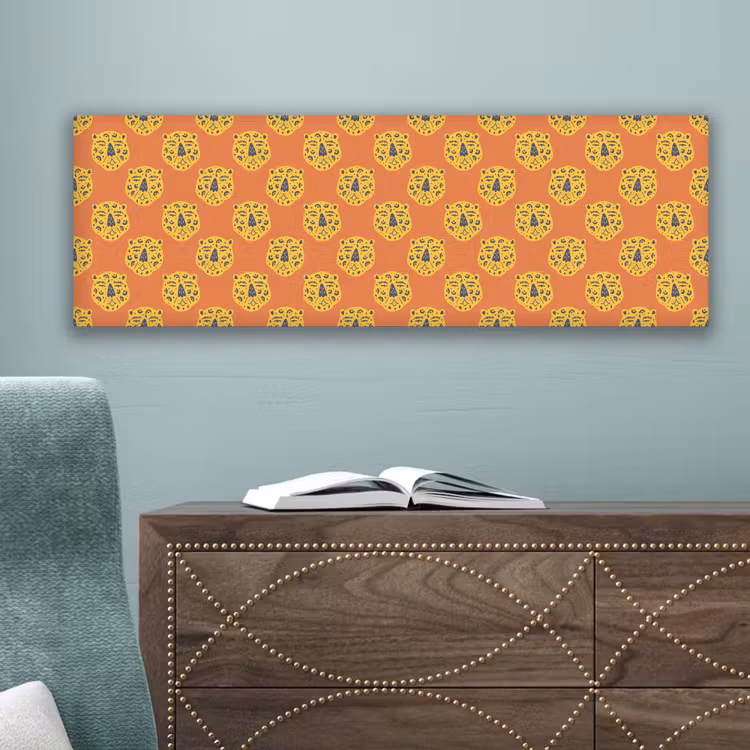 Luipaard - Gezichten - Stippen - Oranje canvas 2cm klein 828 -sfeer4