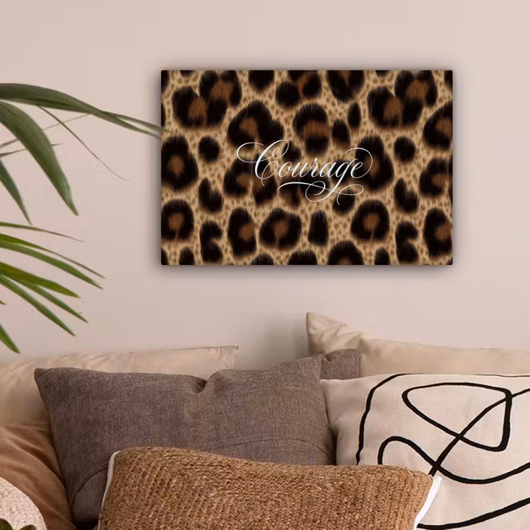Luipaardprint - Bruin - Courage - Sierlijk canvas 2cm klein -sfeer1