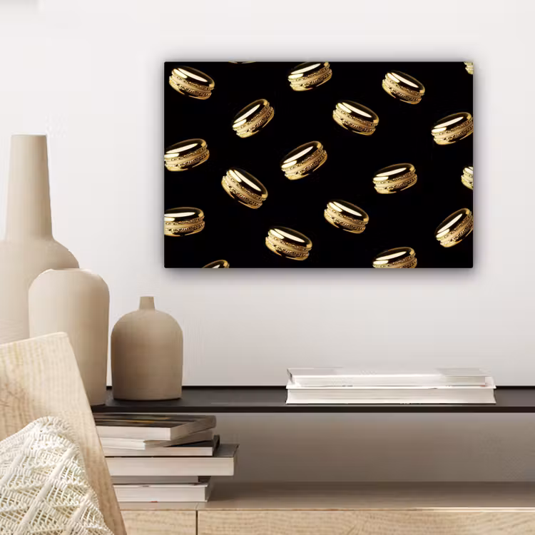 Macarons - Patroon - Goud - Zwart canvas 2cm klein -sfeer6