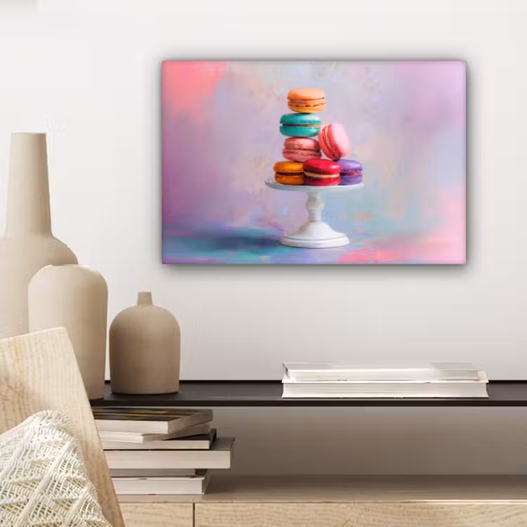 Macarons - Schaal - Pastel - Kleurrijk canvas 2cm klein -sfeer6